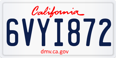 CA license plate 6VYI872