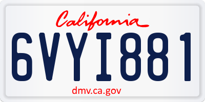 CA license plate 6VYI881
