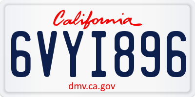 CA license plate 6VYI896