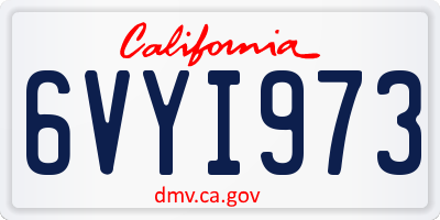 CA license plate 6VYI973
