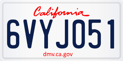 CA license plate 6VYJ051