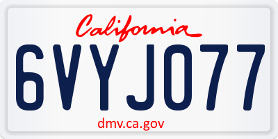CA license plate 6VYJ077