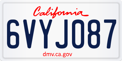 CA license plate 6VYJ087