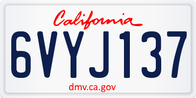 CA license plate 6VYJ137