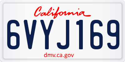 CA license plate 6VYJ169