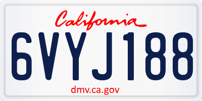 CA license plate 6VYJ188