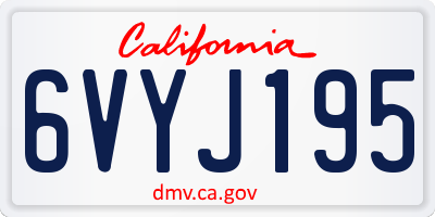 CA license plate 6VYJ195
