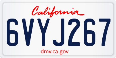 CA license plate 6VYJ267