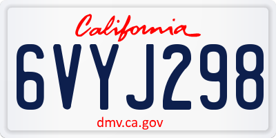 CA license plate 6VYJ298