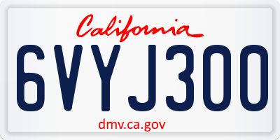 CA license plate 6VYJ300