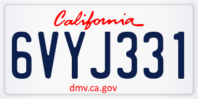 CA license plate 6VYJ331