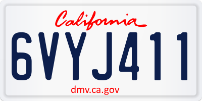 CA license plate 6VYJ411