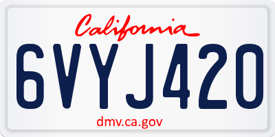 CA license plate 6VYJ420