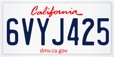 CA license plate 6VYJ425