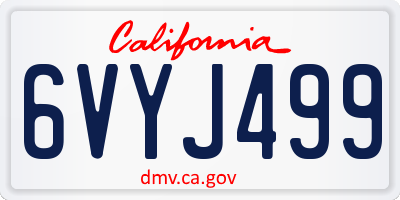 CA license plate 6VYJ499