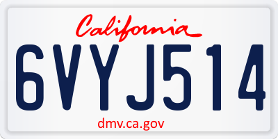 CA license plate 6VYJ514