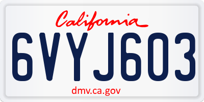 CA license plate 6VYJ603