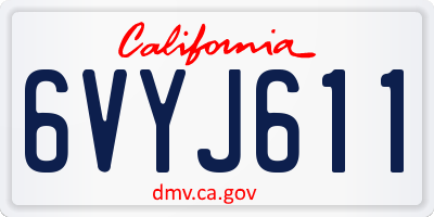 CA license plate 6VYJ611
