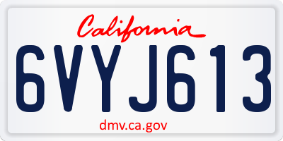 CA license plate 6VYJ613