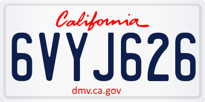 CA license plate 6VYJ626