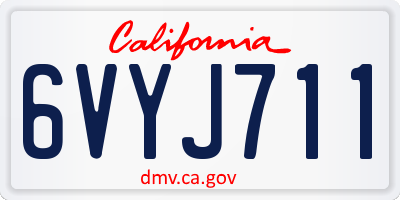CA license plate 6VYJ711