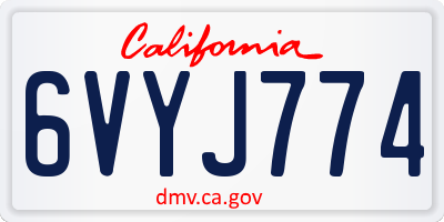 CA license plate 6VYJ774