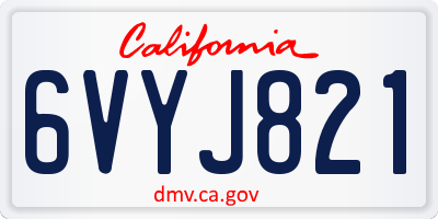 CA license plate 6VYJ821