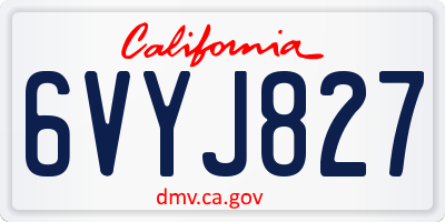 CA license plate 6VYJ827
