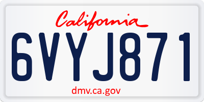 CA license plate 6VYJ871