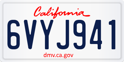 CA license plate 6VYJ941