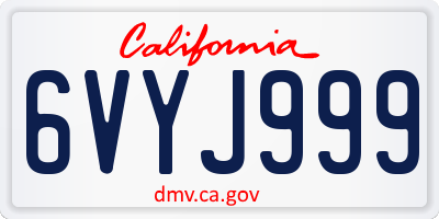 CA license plate 6VYJ999