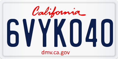 CA license plate 6VYK040