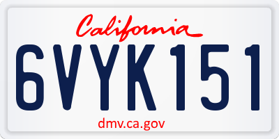 CA license plate 6VYK151