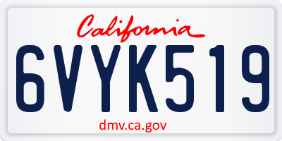 CA license plate 6VYK519