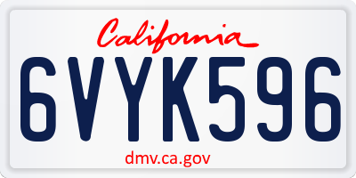CA license plate 6VYK596