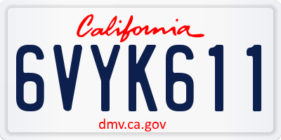 CA license plate 6VYK611