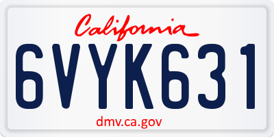 CA license plate 6VYK631
