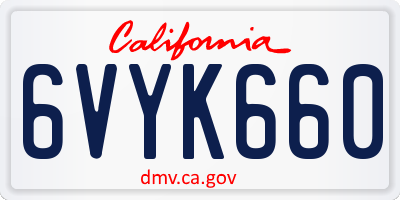 CA license plate 6VYK660