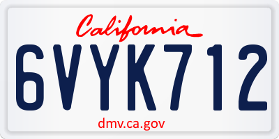 CA license plate 6VYK712