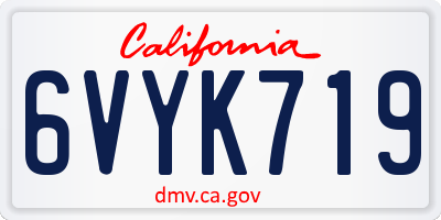 CA license plate 6VYK719