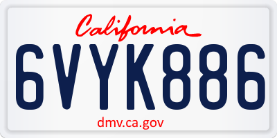 CA license plate 6VYK886