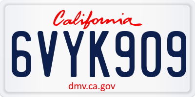 CA license plate 6VYK909