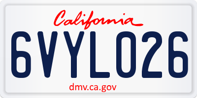 CA license plate 6VYL026
