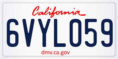 CA license plate 6VYL059