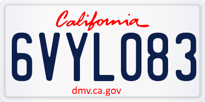 CA license plate 6VYL083