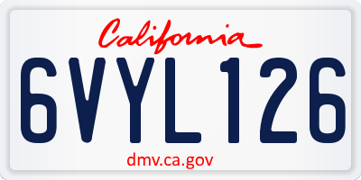 CA license plate 6VYL126