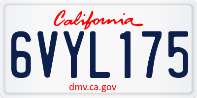 CA license plate 6VYL175