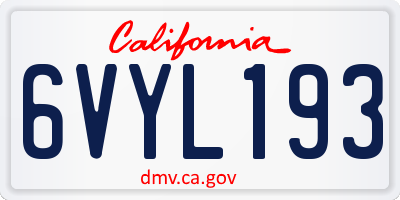 CA license plate 6VYL193