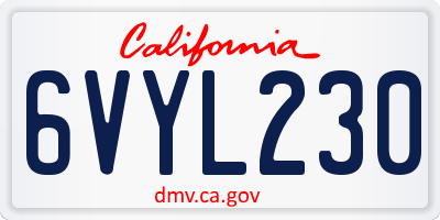 CA license plate 6VYL230