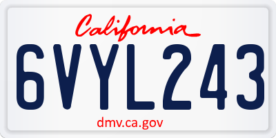 CA license plate 6VYL243
